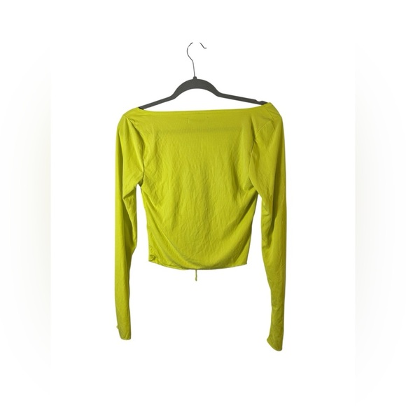 Urban Outfitters Lime Green Ruched Front Long Sleeve Top NWT Size M - Picture 4 of 8